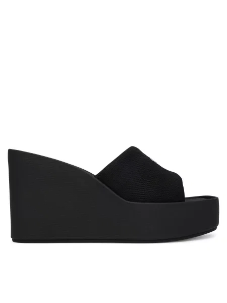 Šľapky Calvin Klein Wedge 70 Sndl Canv Mg čierna