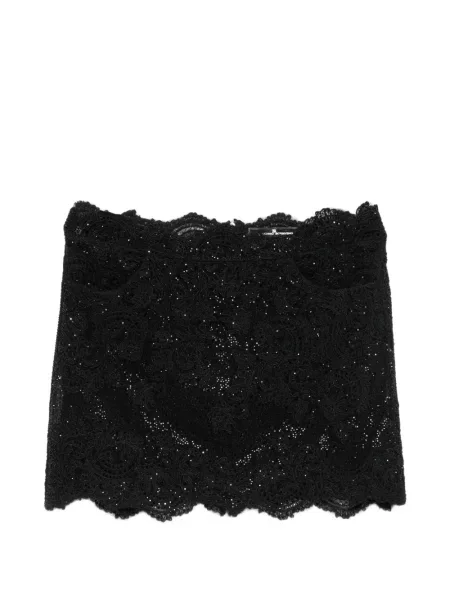 Fusta mini Ermanno Scervino cu paiete din dantelă negru