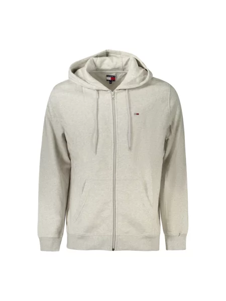 Bluza z kapturem Tommy Jeans z kapturem z długim rękawem szara
