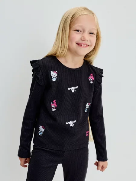 Sinsay Komplet: tričko a legíny s příměsí viskózy Hello Kitty and Friends šedá