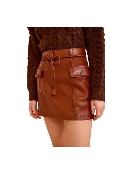 Spódnica skórzana Ulla Johnson brązowa