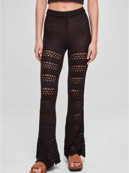Crocheted leggings in black color črna