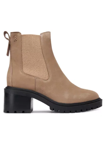 Tommy Hilfiger Škornji Th Nubuck Chelsea Cleated Heel bež