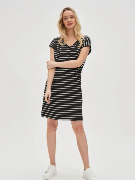 Rochie Marisse cu dungi de costum negru