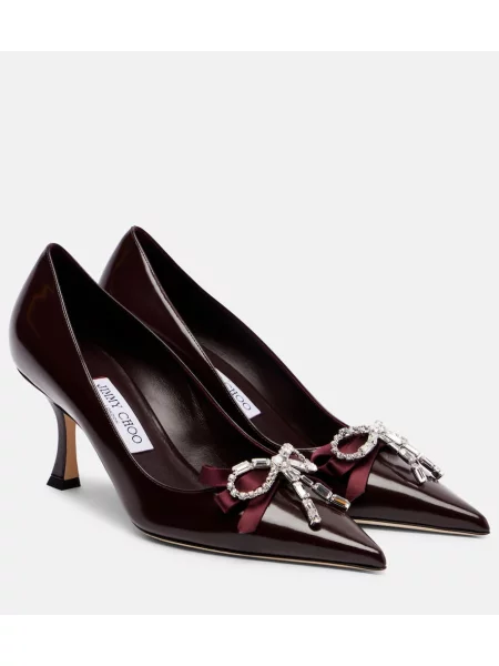 Pantofi cu toc Jimmy Choo din piele bordo