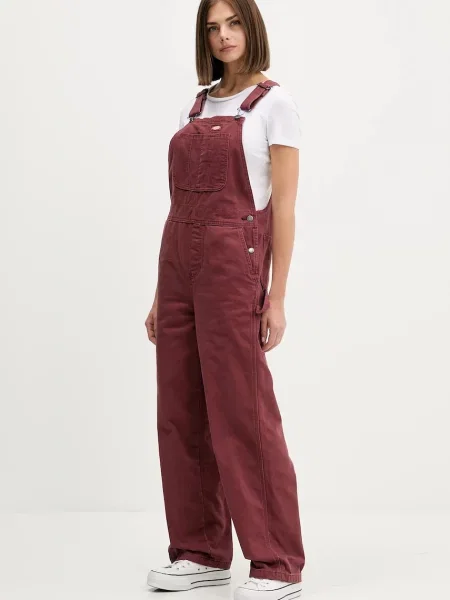 Dickies ogrodniczki jeansowe bordowy