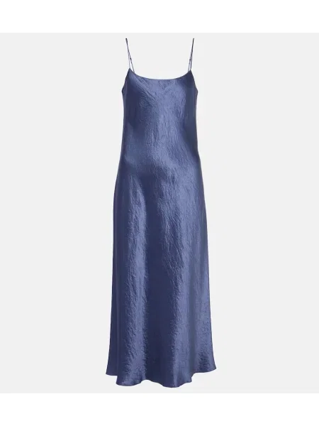 Rochie Vince din satin de costum albastru