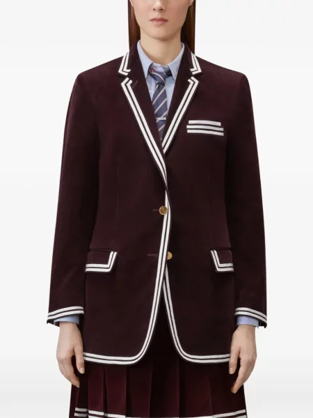 Palton Thom Browne de catifea cord cu dungi roșu