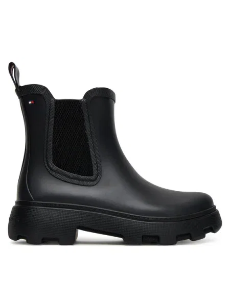 Гумени ботуши Tommy Hilfiger RUBBER FLAG CLEATED RAINBOOT черно