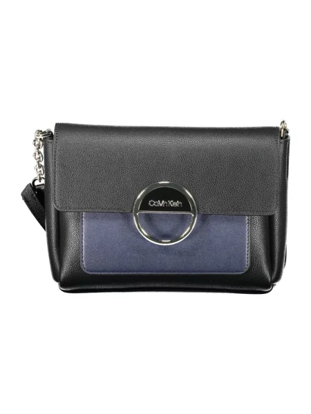 Lniana torebka crossbody Calvin Klein czarna
