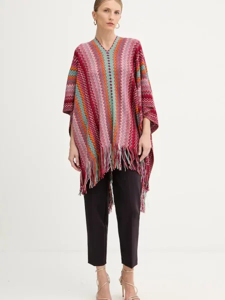 Пончо с вълна Missoni от лека материя червено