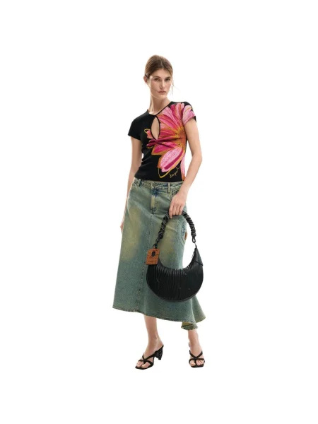 Desigual Tricou TS_DUBLIN Negru Casual Fit roz
