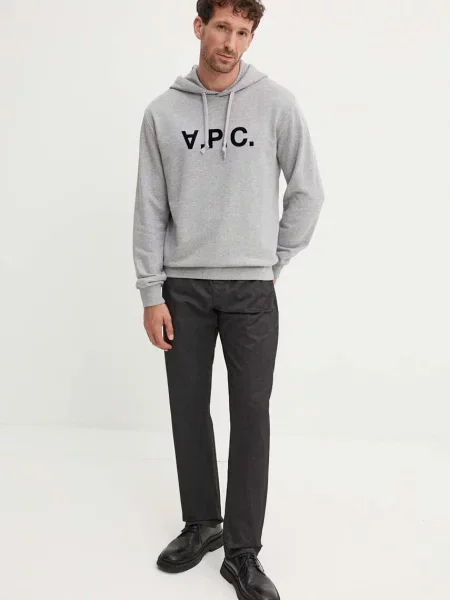Кофта A.P.C. hoodie standard grand vpc GOTS з капюшоном з аплікацією сірий