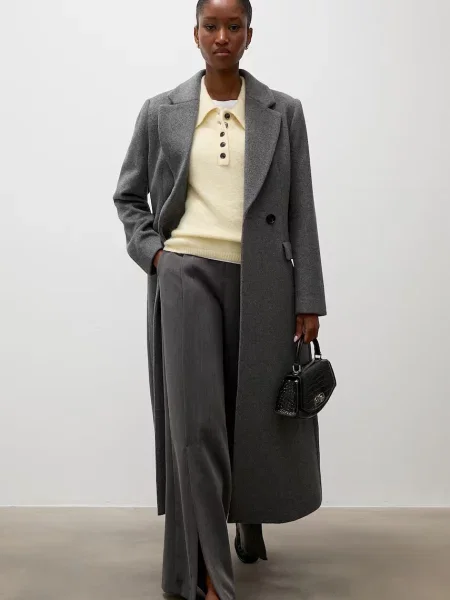Palton Answear.lab de lână elegant gri
