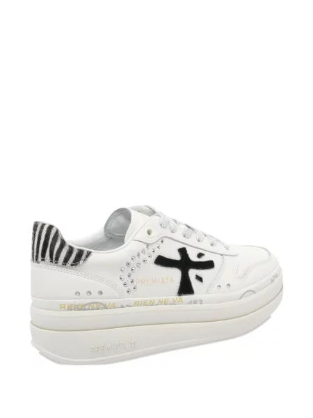 Маратонки Premiata на платформе с принт зебра бяло