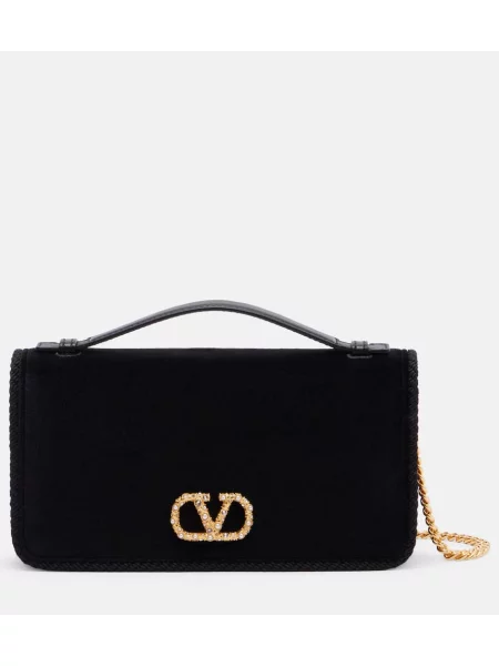 Mała mały welurowa torebka crossbody Valentino Garavani czarna