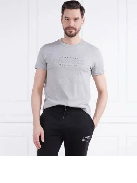 Tommy Hilfiger Tricou HILFIGER CURVE LOGO TEE gri