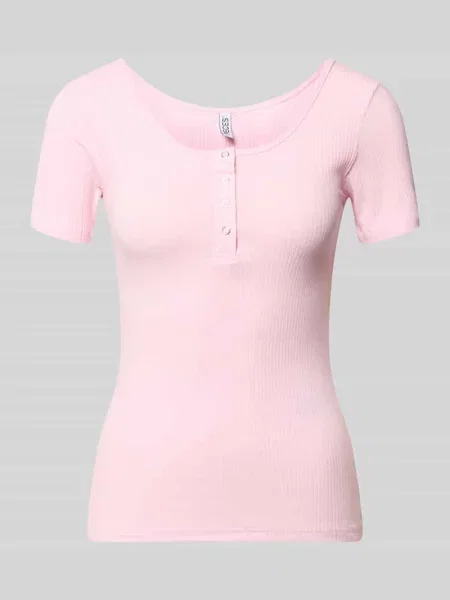 T-shirt o kroju slim fit z mieszanka bawełny model KITTE' Pieces różowa