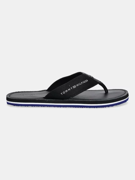 Japonke Tommy Hilfiger HILFIGER LEATHER BEACH SANDAL črna