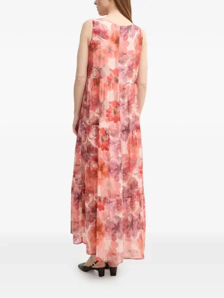 Rochie maxi Marc Aurel cu model floral de costum roz