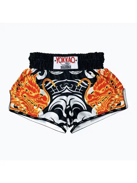 Tréninkové šortky YOKKAO Dragon Muay Thai black/white bílé