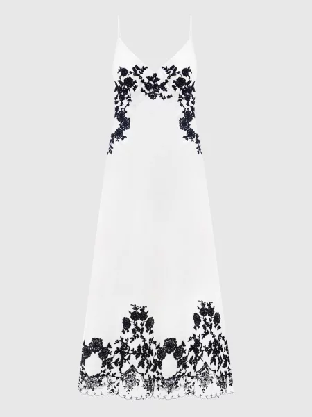 Сукня міді з контрастним мереживом Ermanno Scervino біла