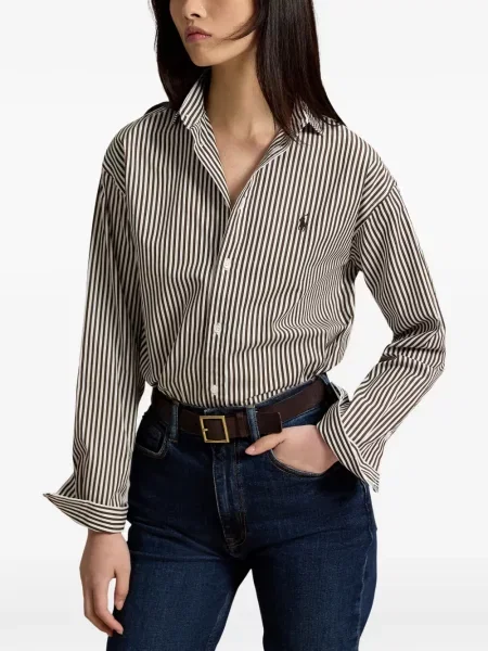 Pletena klasična polo majica Polo Ralph Lauren s autogramom ljubičasta