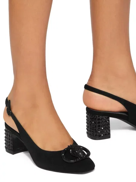 Kurt Geiger London туфлі-човники з відкритою п'ятою замшеві Chelsea Block Sling Dr Black чорні