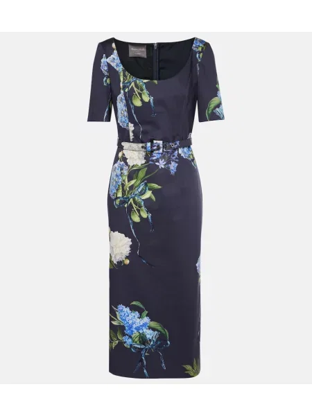 Rochie midi Monique Lhuillier cu model floral până la genunchi din poplin
