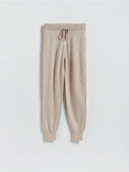 Reserved Spodnie jogger z wełną i kaszmirem beżowy