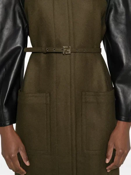 Palton Fendi din piele verde