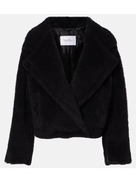 Płaszcz Max Mara wełniany teddy czarny