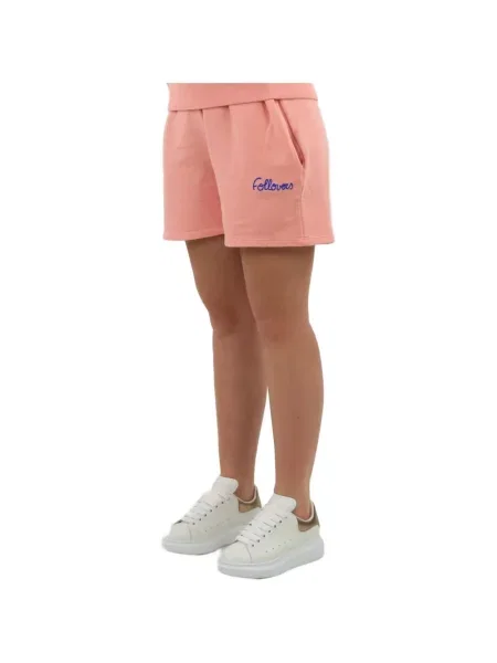 Pantaloni scurți Follovers cu broderie alb