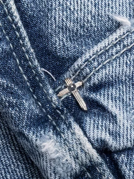 Blugi Rta cu broderie albastru