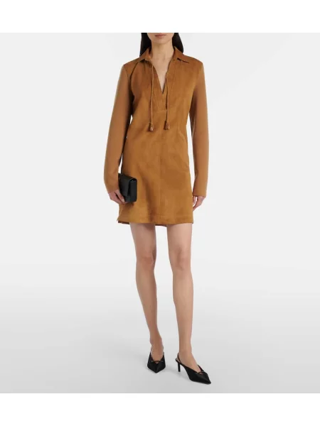 Rochie Tom Ford din piele de căprioară maro