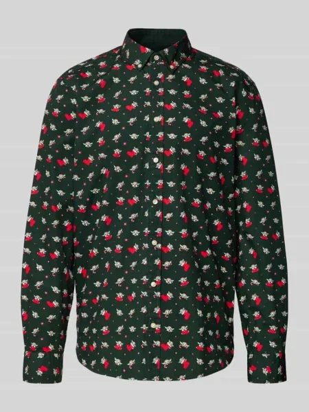Koszula casualowa o kroju regular fit z kołnierzykiem typu button down Montego zielona