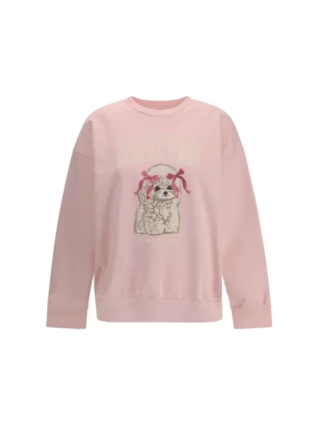 GANNI bluza z nadrukiem różowy