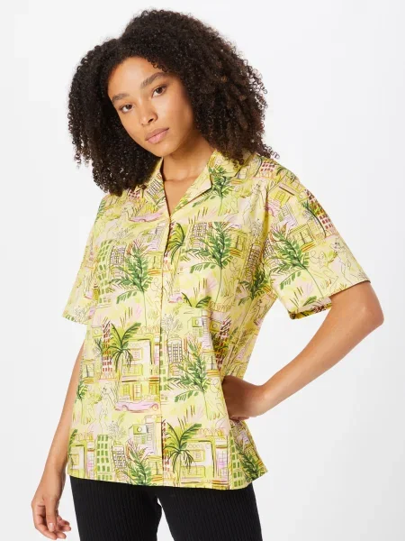 Nasty Gal Blúz sárga / citrom / zöld / rózsaszín