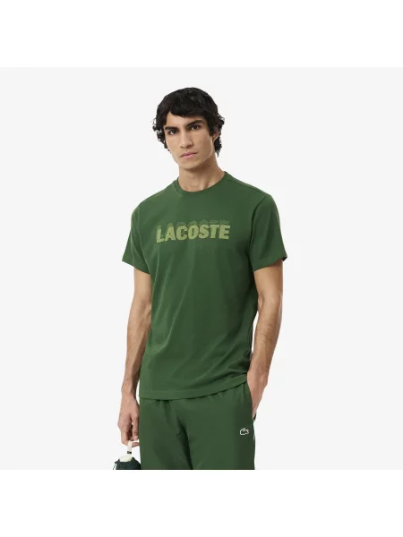 Lacoste Sportowy T-Shirt Ultra Dry Z Nadrukiem Graficznym zielony