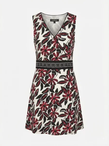 KOROSHI Rochie roșu / negru / murdar alb