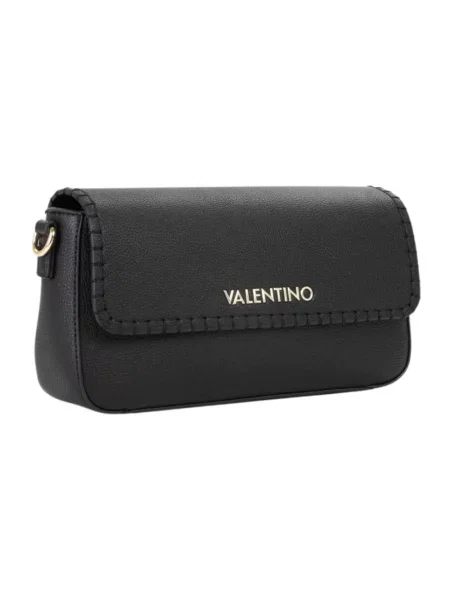 Lniana torebka crossbody Valentino czarna
