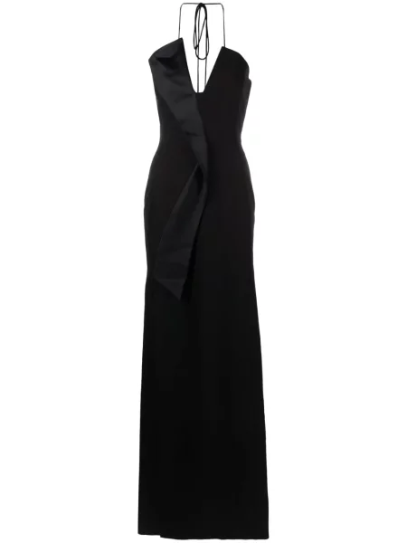 Rochie maxi Genny fără mâneci cu decolteu în V lungă negru