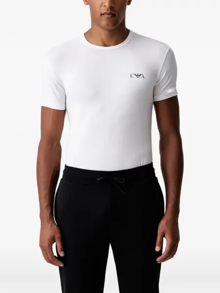 Cămașă Emporio Armani cu imagine alb