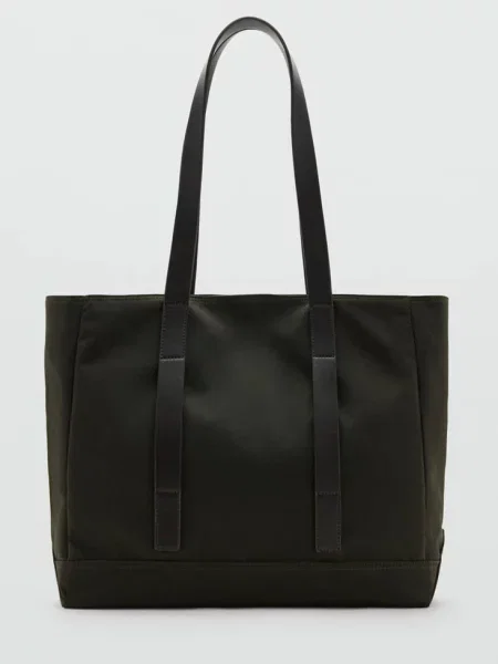 Torba typu tote z efektem woskowania khaki Mężczyzna uniwersalny MANGO MAN
