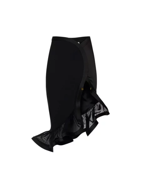 Spódnica midi Elisabetta Franchi z falbankami do kolan kopertowa czarna