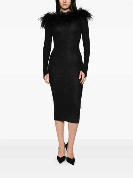 Rochie midi Alessandro Legora cu pene negru