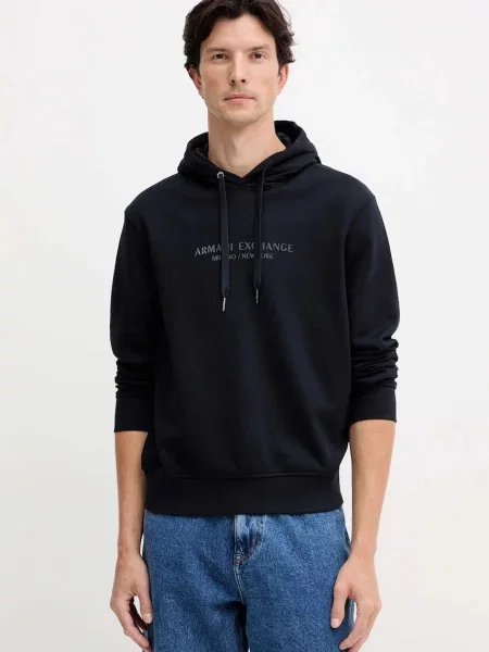 Суичър с качулка Armani Exchange с апликация синьо