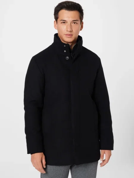 Jack&Jones Vlnený kabát Dunham Regular Fit čierna