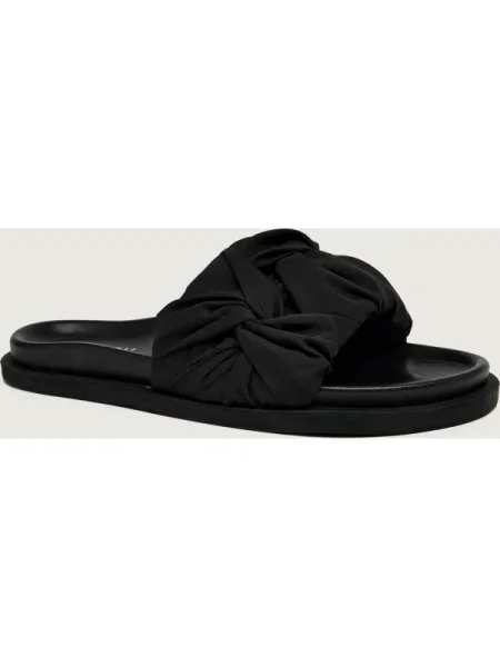 INUIKII Șlapi FJORD FLOWER cu adaos de piele negru