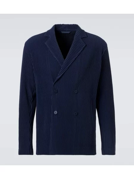 Plisované dvouřadé sako Homme Plissé Issey Miyake modré